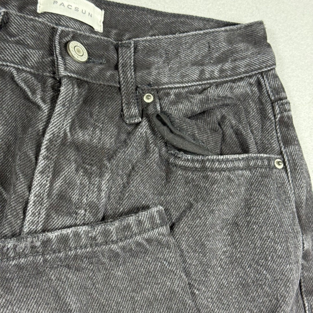 PacSun High Waisted Straight Leg Ripped Jeans Faded Black Denim Womens